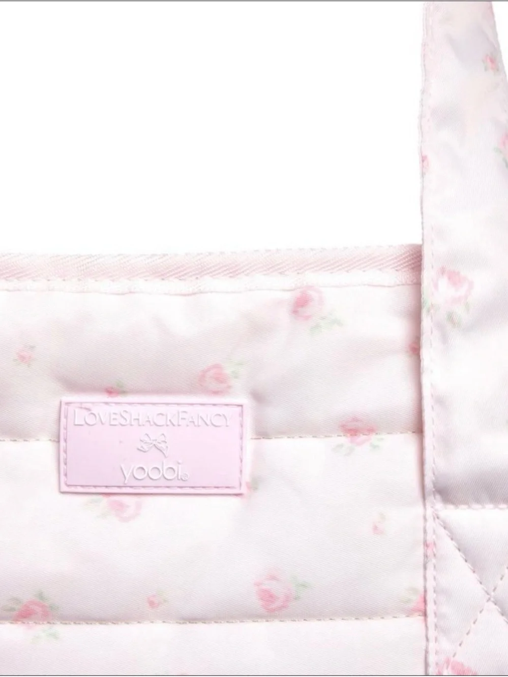 LoveShackFancy x Target Quilted Tote Bag - Light Pink Ditsy Floral Ballet Bloom